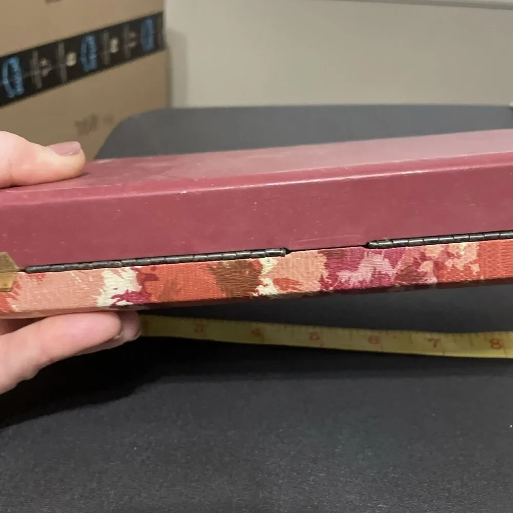 Vintage Pink Flower Watercolor Jewelry Box (Velvet & Satin  Lined) 8.5” x 4.5
